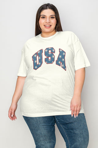 Simply Love Full Size USA Letter Graphic Short Sleeve T-Shirt
