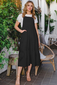ODDI Full Size Sleeveless Tiered Midi Dress