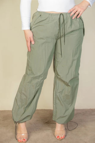 Drawstring Waist Parachute Pants