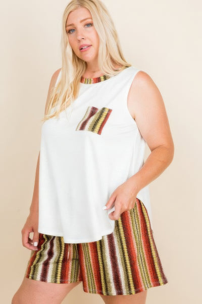 Solid Sleeveless French Terry Tank Top