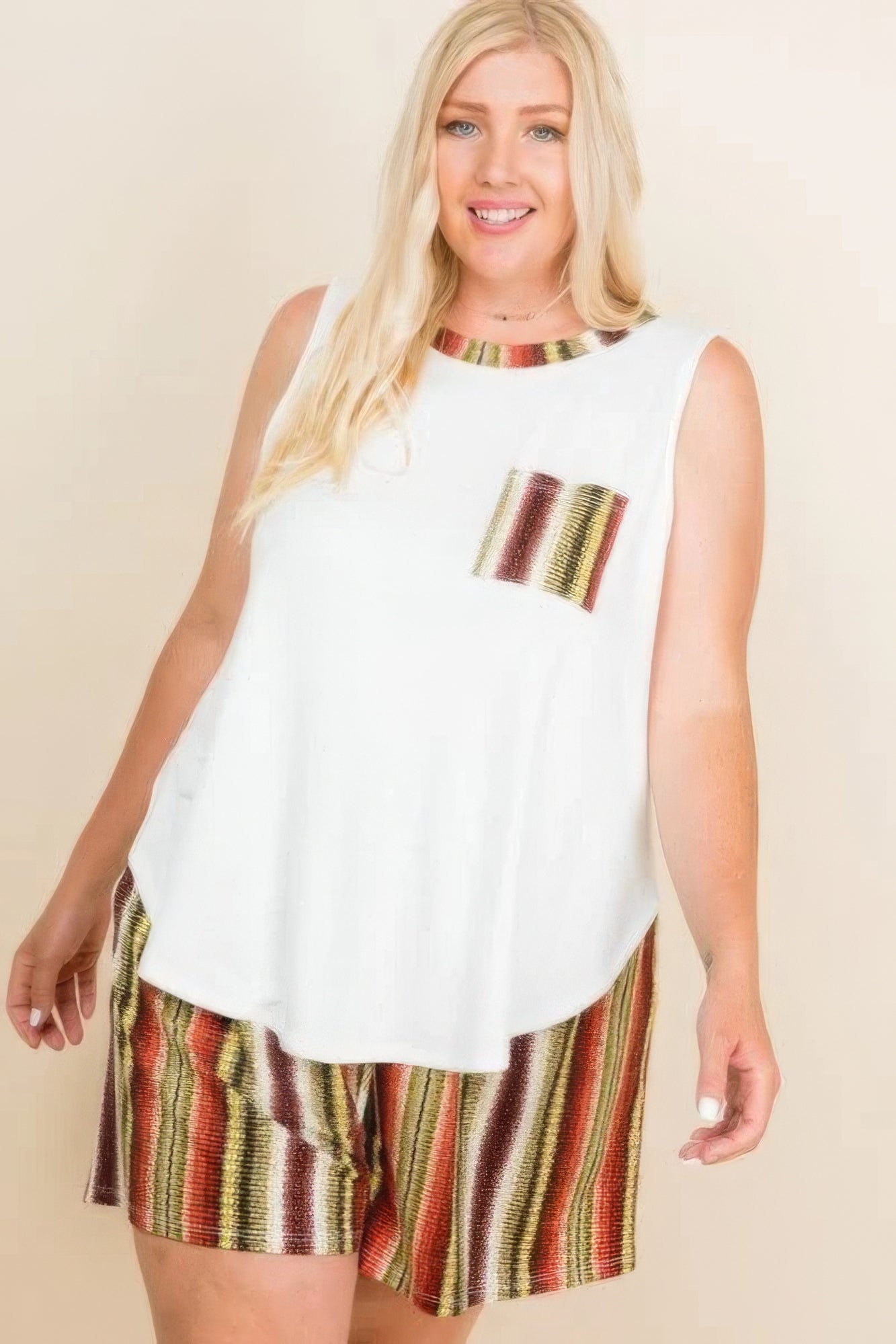 Solid Sleeveless French Terry Tank Top