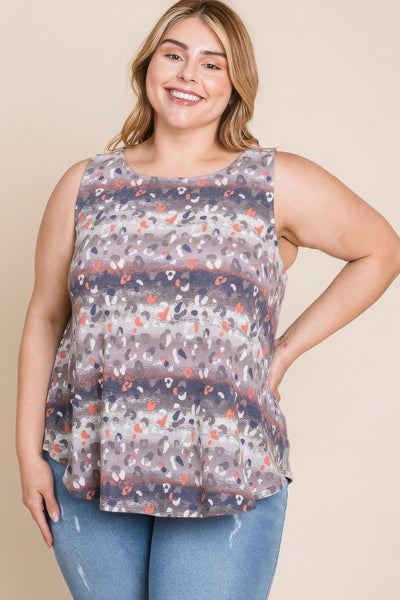 Multi Tie Dye Animal Printed Tunic Tank
