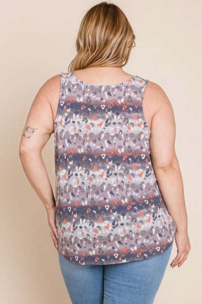 Multi Tie Dye Animal Printed Tunic Tank