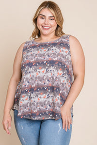 Multi Tie Dye Animal Printed Tunic Tank