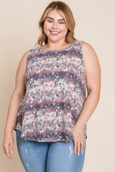Multi Tie Dye Animal Printed Tunic Tank