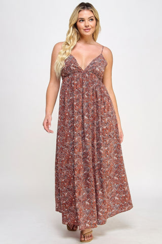 Floral Maxi Dress with Tie Back