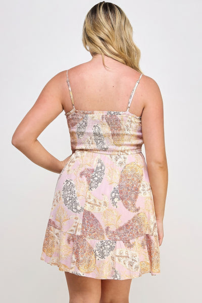 Junior Paisley Smocked Ruffle Mini Dress