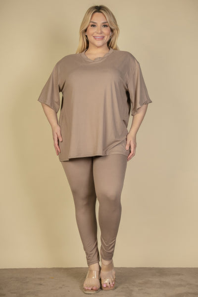 Plus Size Oversized T-Shirt & Leggings Set