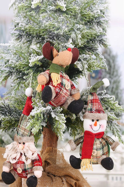 3-Pack Plush Christmas Figure Ornaments