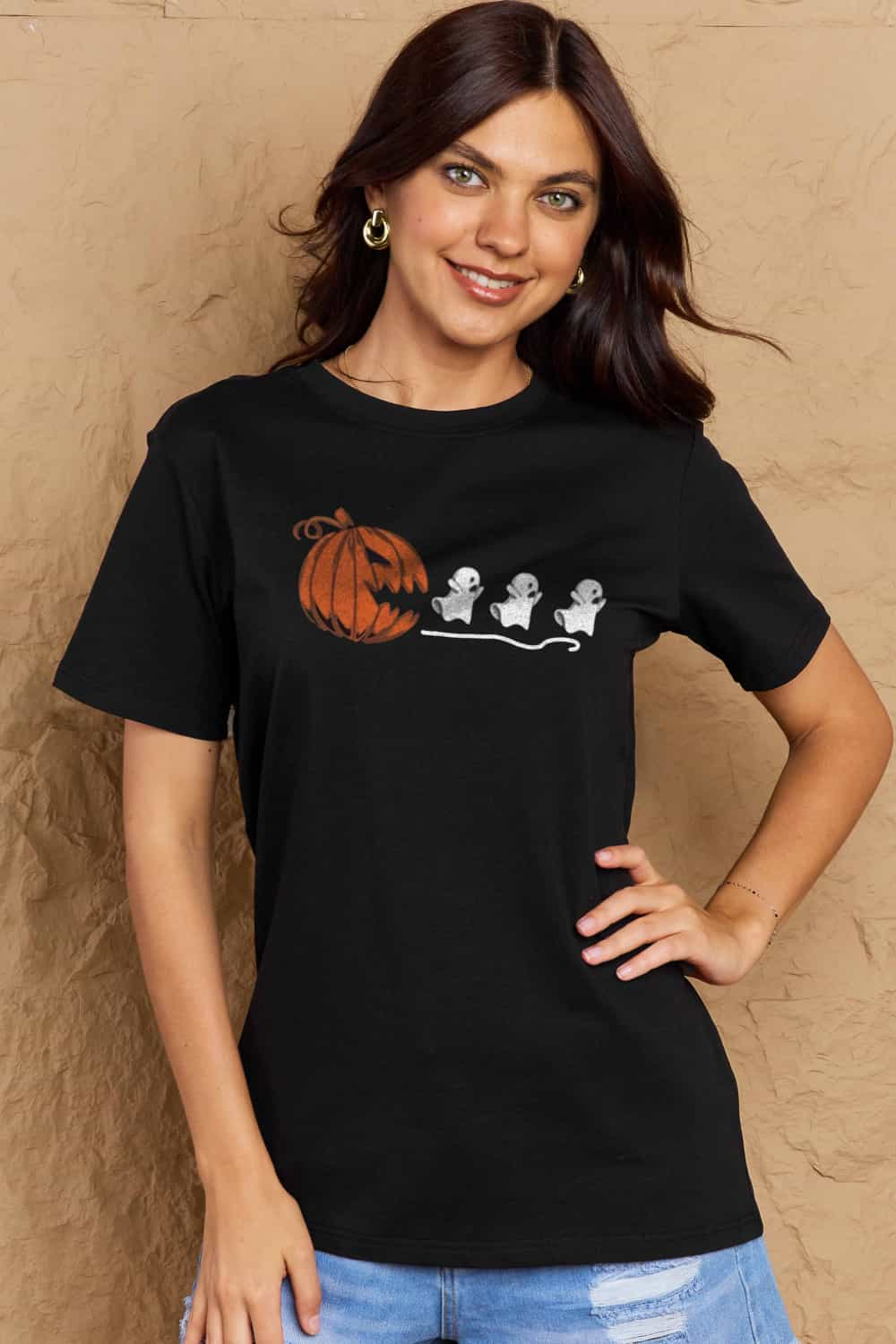 Simply Love Full Size Jack-O'-Lantern Graphic Cotton Tee