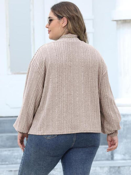 Plus Size Mock Neck Long Sleeve Knit Top