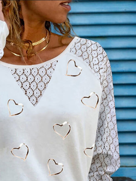 Full Size Heart Print Round Neck Long Sleeve Top