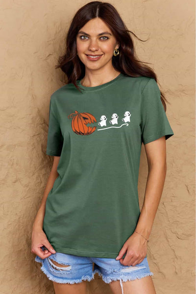 Simply Love Full Size Jack-O'-Lantern Graphic Cotton Tee