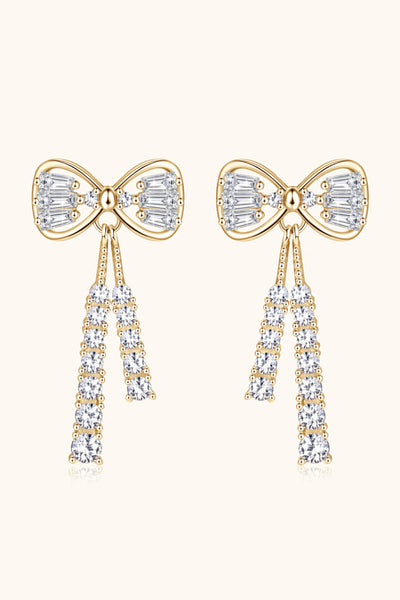 1.12 Carat Moissanite 925 Sterling Silver Bow Earrings