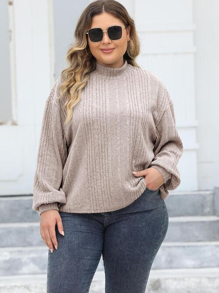 Plus Size Mock Neck Long Sleeve Knit Top