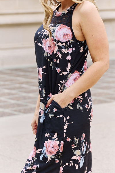 Foral Lace Detail Sleeveless Dress