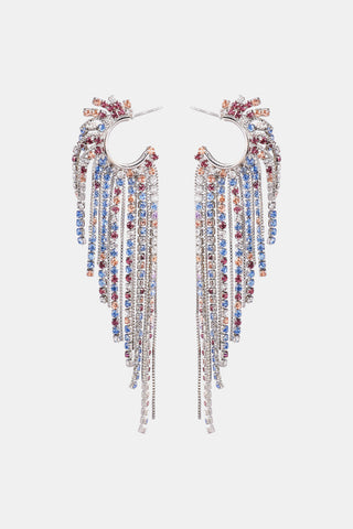 Fringed Rhinestone Zinc Alloy Dangle Earrings