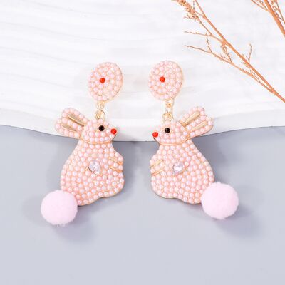 Synthetic Pearl Alloy Rabbit Dangle Earrings