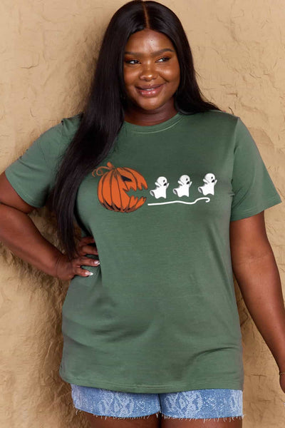 Simply Love Full Size Jack-O'-Lantern Graphic Cotton Tee