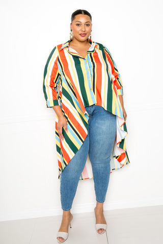 Striped Hi Low Shirt - FabulousFixx