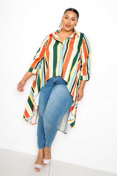 Striped Hi Low Shirt - FabulousFixx