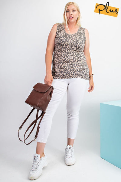 Rayon Rib Printed Knit Tank Top - FabulousFixx