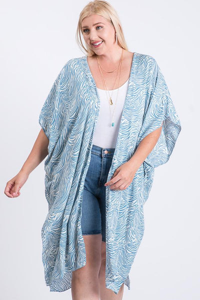Zebra Print Short Sleeve Maxi Kimono - FabulousFixx