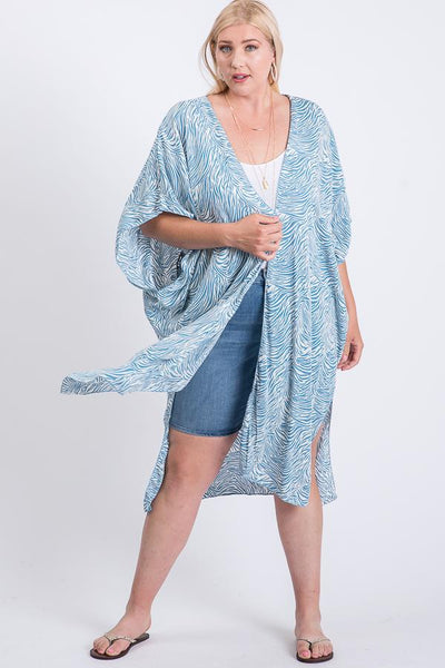 Zebra Print Short Sleeve Maxi Kimono - FabulousFixx