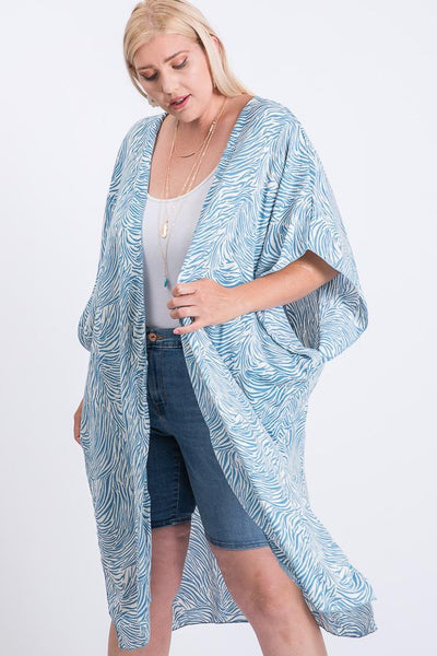 Zebra Print Short Sleeve Maxi Kimono - FabulousFixx
