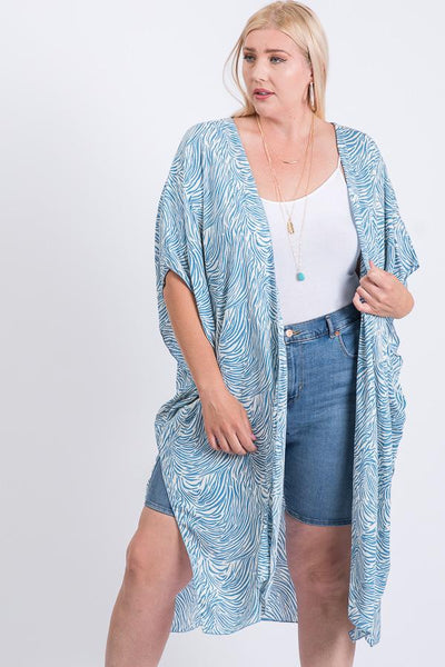 Zebra Print Short Sleeve Maxi Kimono - FabulousFixx
