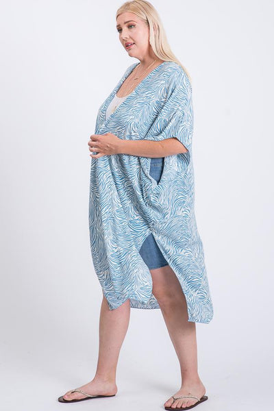 Zebra Print Short Sleeve Maxi Kimono - FabulousFixx