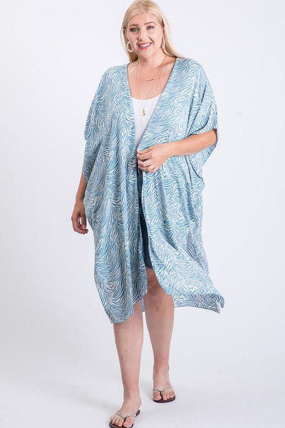 Zebra Print Short Sleeve Maxi Kimono - FabulousFixx