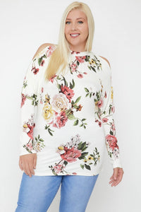 Flattering Cutout Details Floral Print Top - FabulousFixx