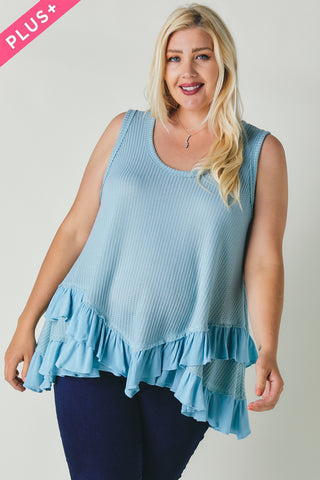 Scoop Neck Sleeveless Ruffle Tunic - FabulousFixx