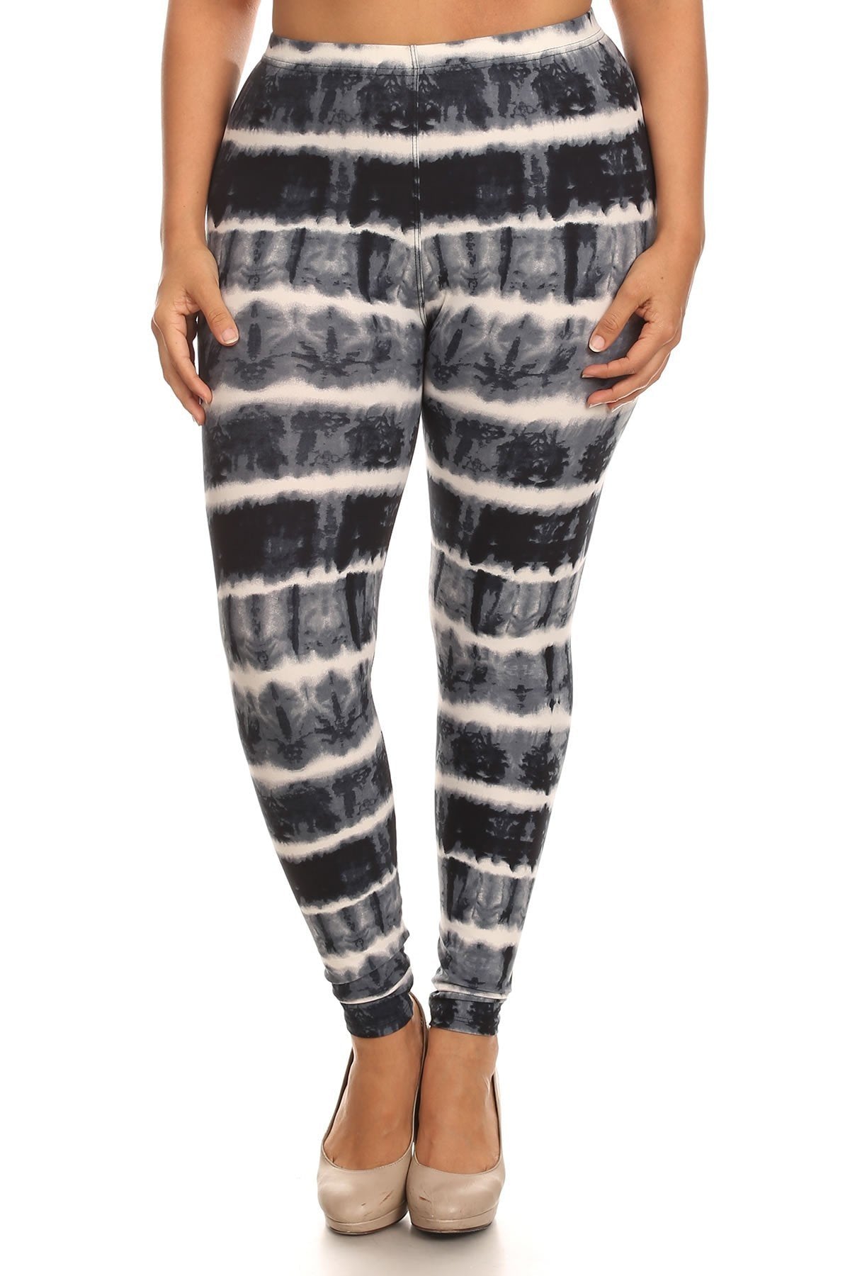 Tie Dye Print, Full Length Leggings In a Fitted Style With a Banded High Waist - FabulousFixx