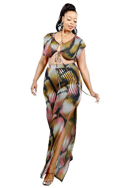 Knitted Color Painting 2 Piece Pants Set - FabulousFixx