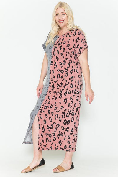 Front Slit Dolman Leopard Print Maxi Dress - FabulousFixx
