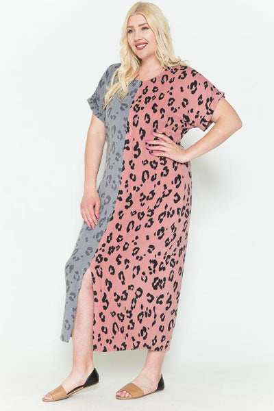 Front Slit Dolman Leopard Print Maxi Dress - FabulousFixx
