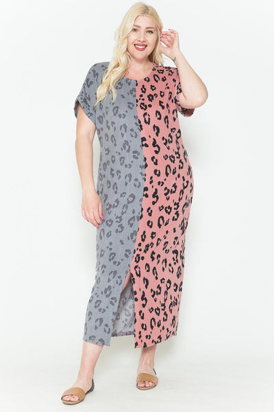 Front Slit Dolman Leopard Print Maxi Dress - FabulousFixx