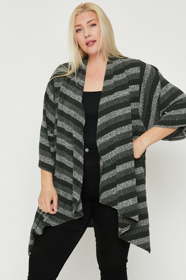 Kimono Style Striped Cardigan - FabulousFixx