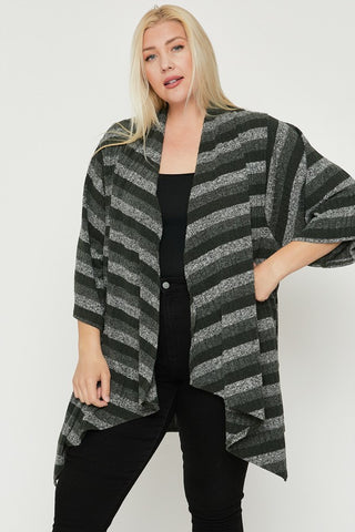 Kimono Style Striped Cardigan - FabulousFixx
