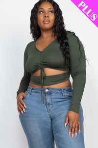 Drawstring Ruched Cutout Crop Top - FabulousFixx