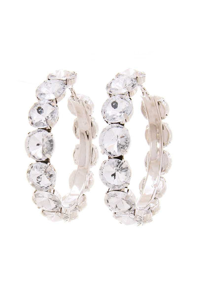 Rhinestone 3.25 Inch Classic Hoop Earring - FabulousFixx