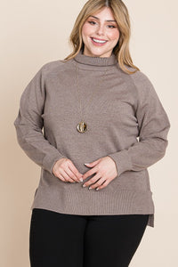 High Quality Buttery Soft Solid Knit Turtleneck Two Tone High Low Hem Sweater - FabulousFixx