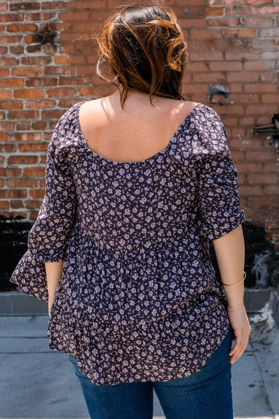 Tiny Floral Printed Square Neckline Top - FabulousFixx
