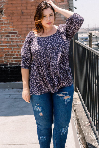 Tiny Floral Printed Square Neckline Top - FabulousFixx