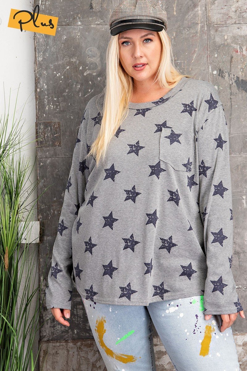 Star Printed Poly Rayon Loose Fit Top - FabulousFixx