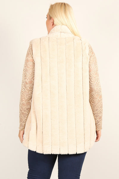 Faux Fur Vest Jacket with Open Front, Hi-Lo Hem and Pockets - FabulousFixx