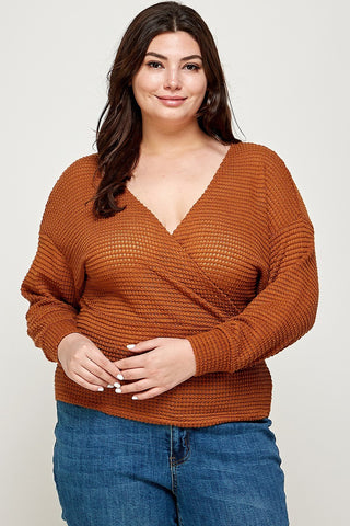 Textured Waffle Sweater Knit Top - FabulousFixx