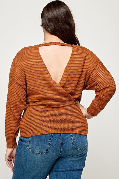 Textured Waffle Sweater Knit Top - FabulousFixx